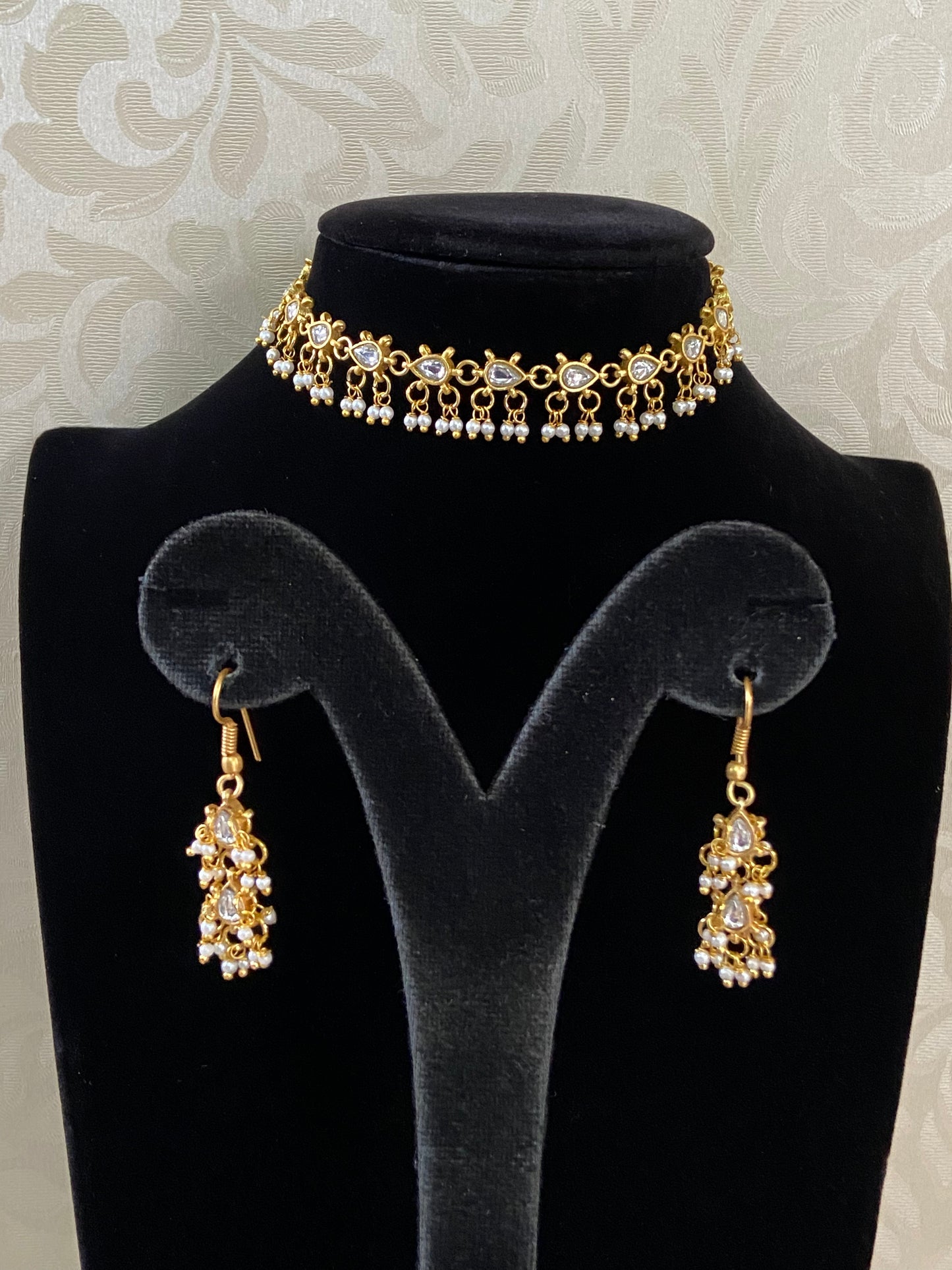 Kundan pearl Choker With Earrings | Indian Necklace In USA