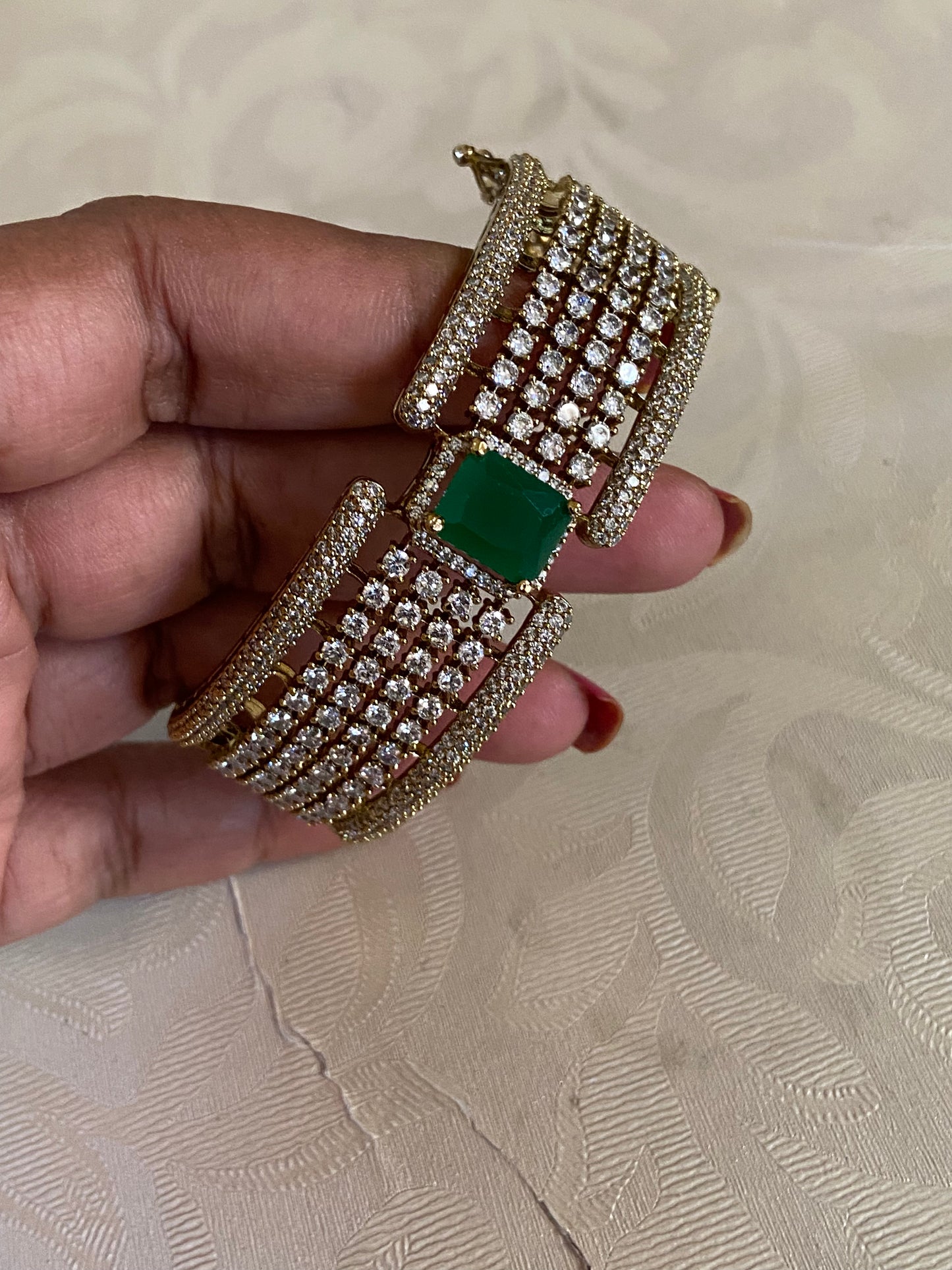 CZ Emerald Bracelet | Openable Bracelet | Indian Jewelry  | Gift Idea