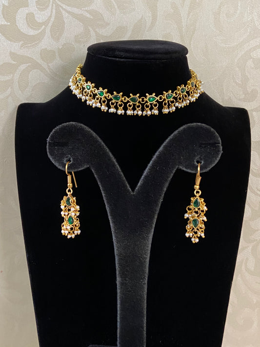 Kundan pearl Choker With Earrings | Indian Necklace In USA