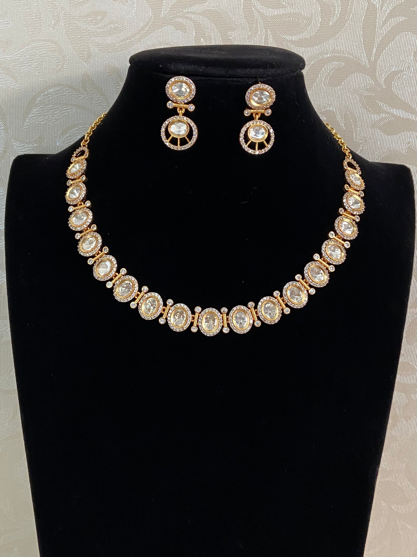 AD Polki Necklace With Earrings | Indian Jewelry In USA