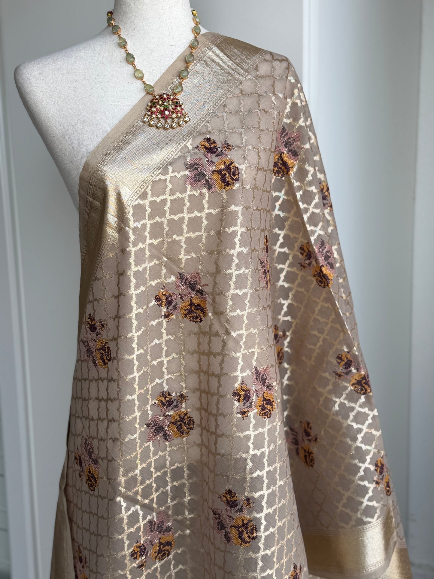 Cross Stitch Work Banaras Dupatta  | Party Wear Dupatta