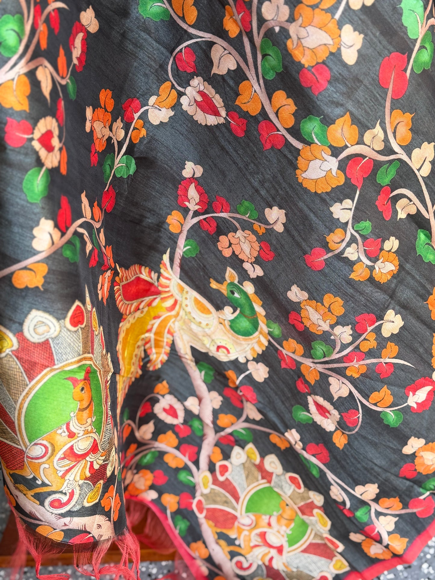 Floral Printed Black Dupatta | Party Wear Dupatta
