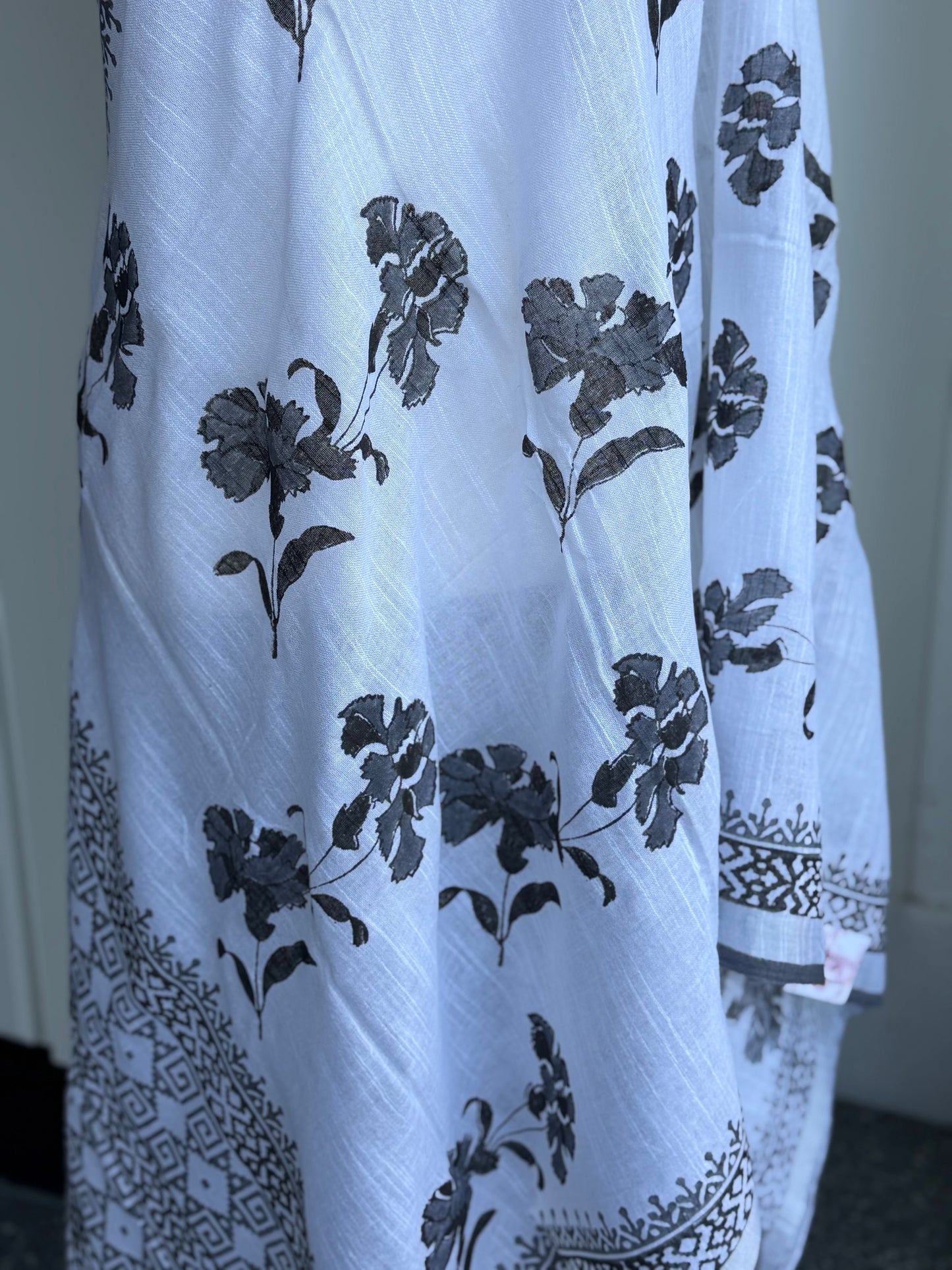 Hand Painted Floral Dupatta | Cotton Silk Dupatta | Party wear Dupatta