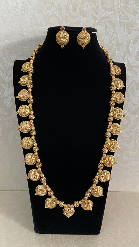 Long Bottu Mala Necklace With Studs | Traditional Indian Jewelry In USA