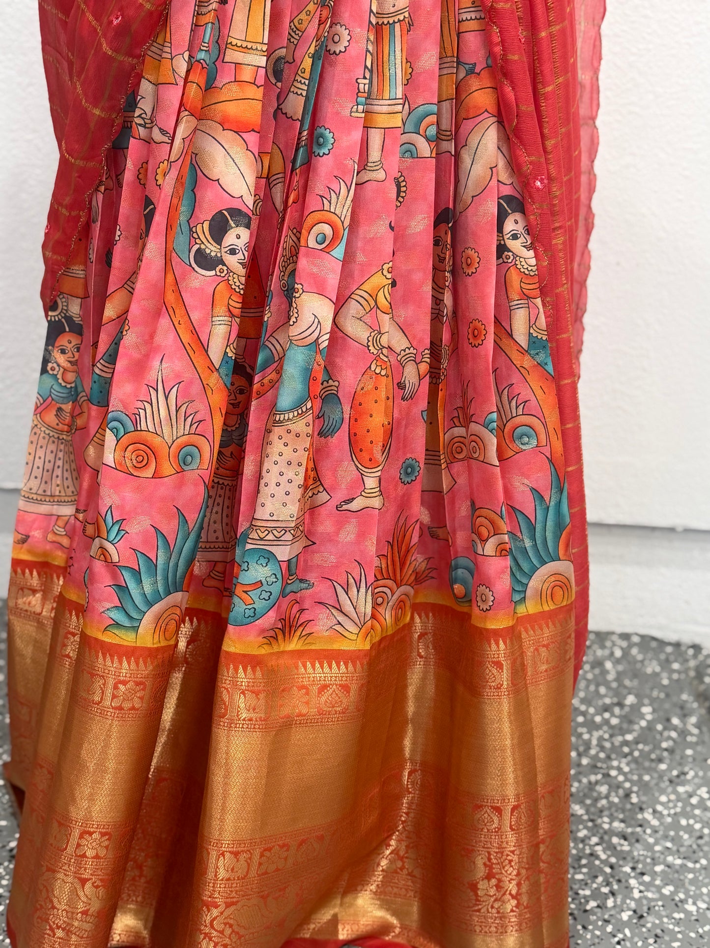 Big Border Printed Fabric Lehanga | Traditional Langa voni | Teens Ethnic Wear