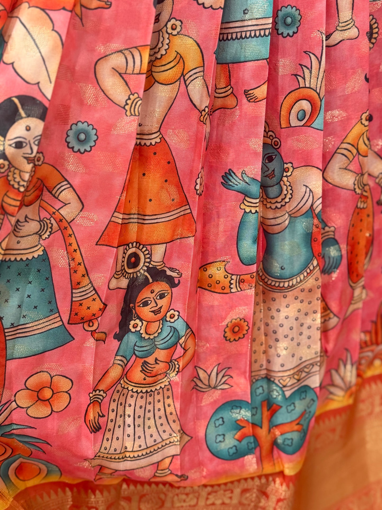 Big Border Printed Fabric Lehanga | Traditional Langa voni | Teens Ethnic Wear