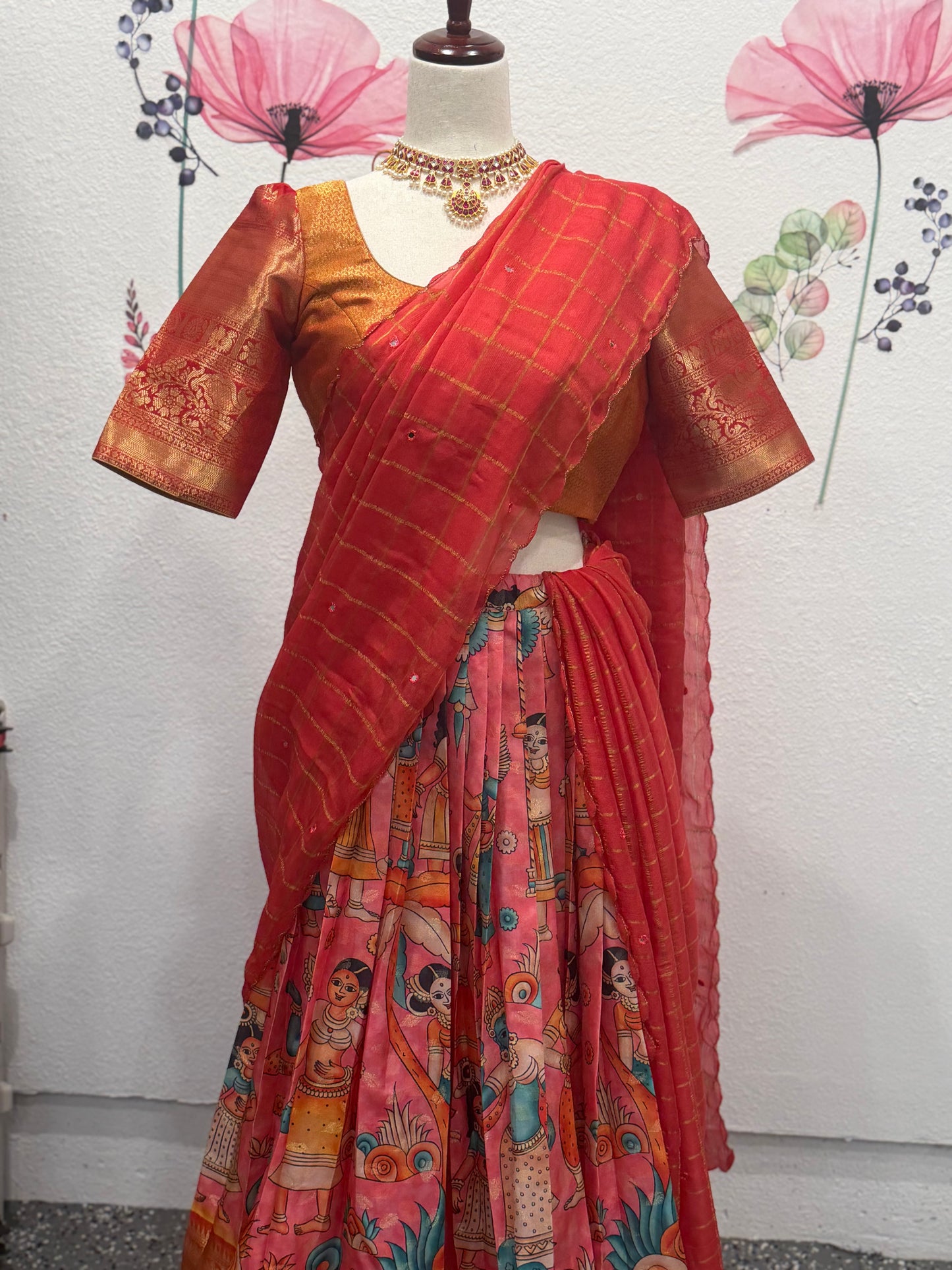 Big Border Printed Fabric Lehanga | Traditional Langa voni | Teens Ethnic Wear