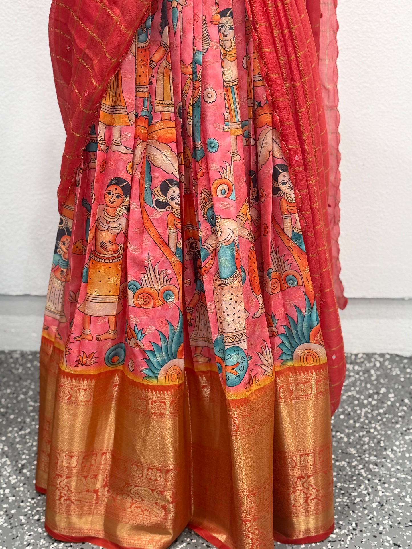 Big Border Printed Fabric Lehanga | Traditional Langa voni | Teens Ethnic Wear