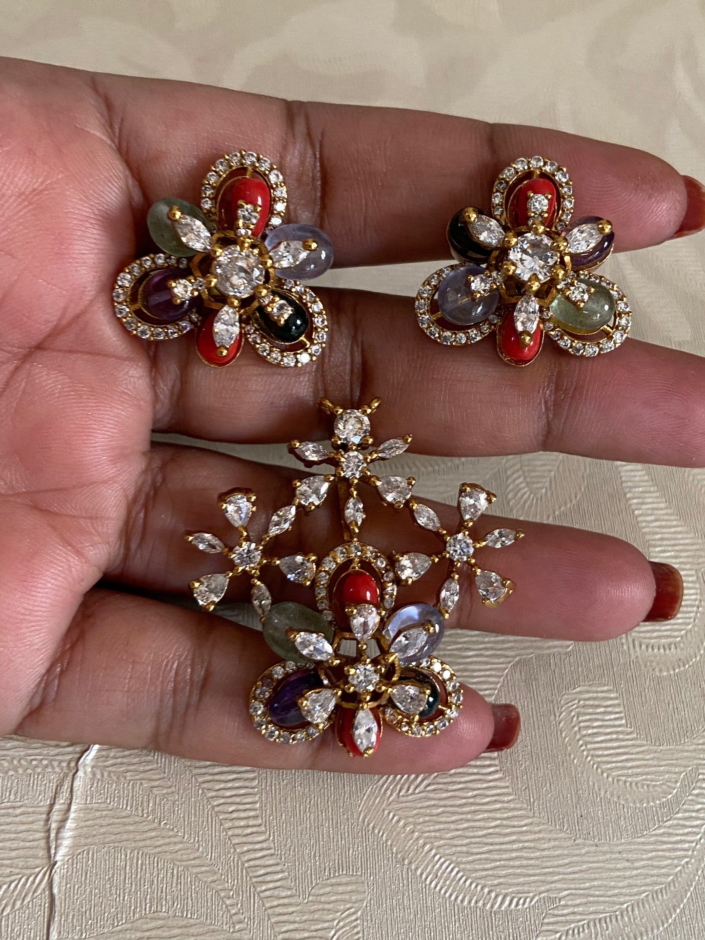 Antique CZ Pendant Set | Indian Jewelry In USA