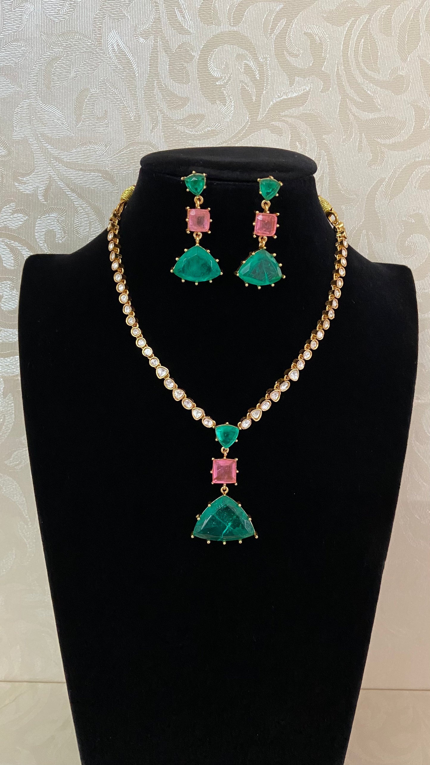 Moissanite Emerald Necklace Set | Latest Indian Jewelry In USA