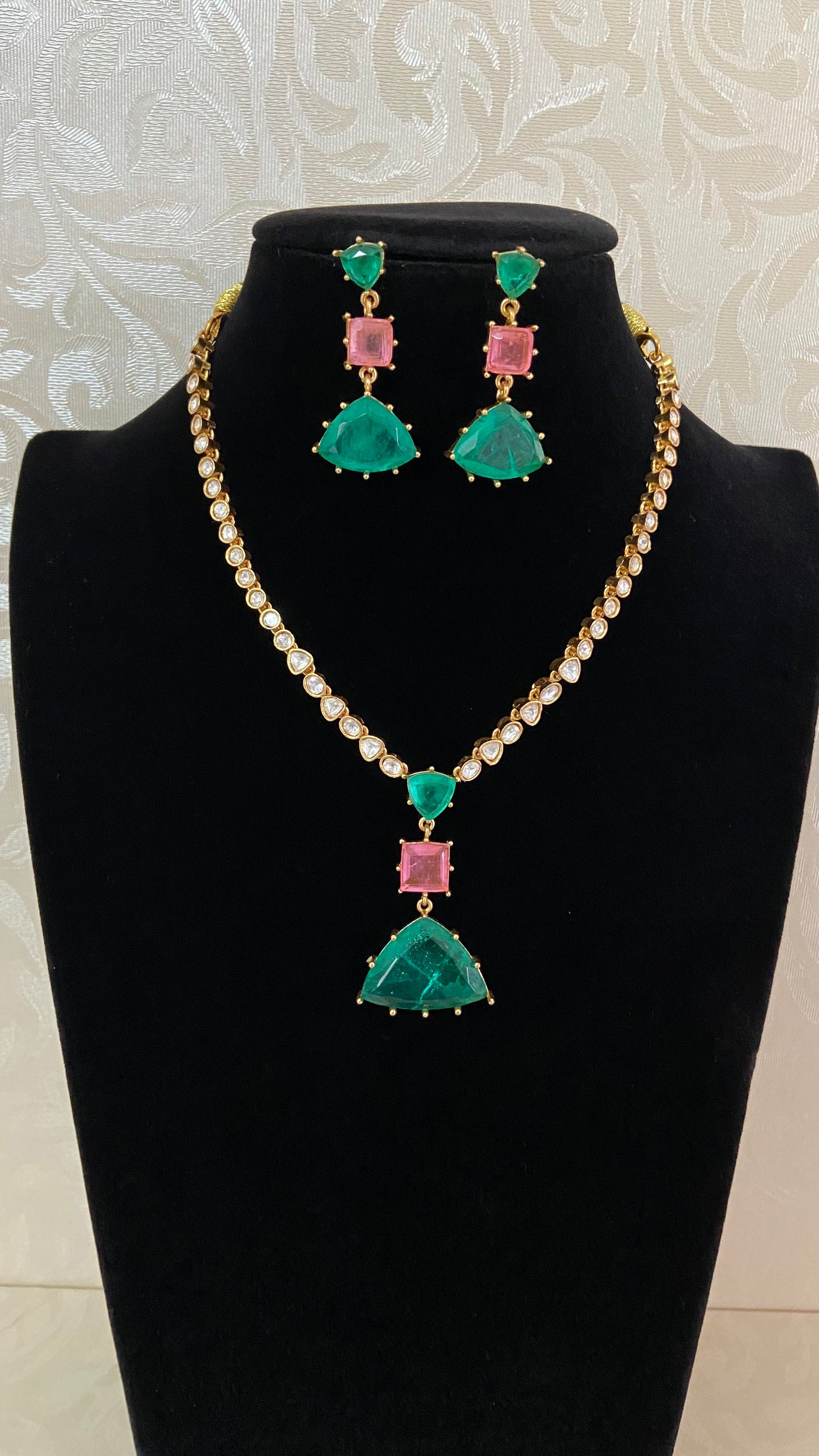 Moissanite Emerald Necklace Set | Latest Indian Jewelry In USA