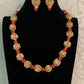 Coral & big Nakshi Gold Balls Necklace