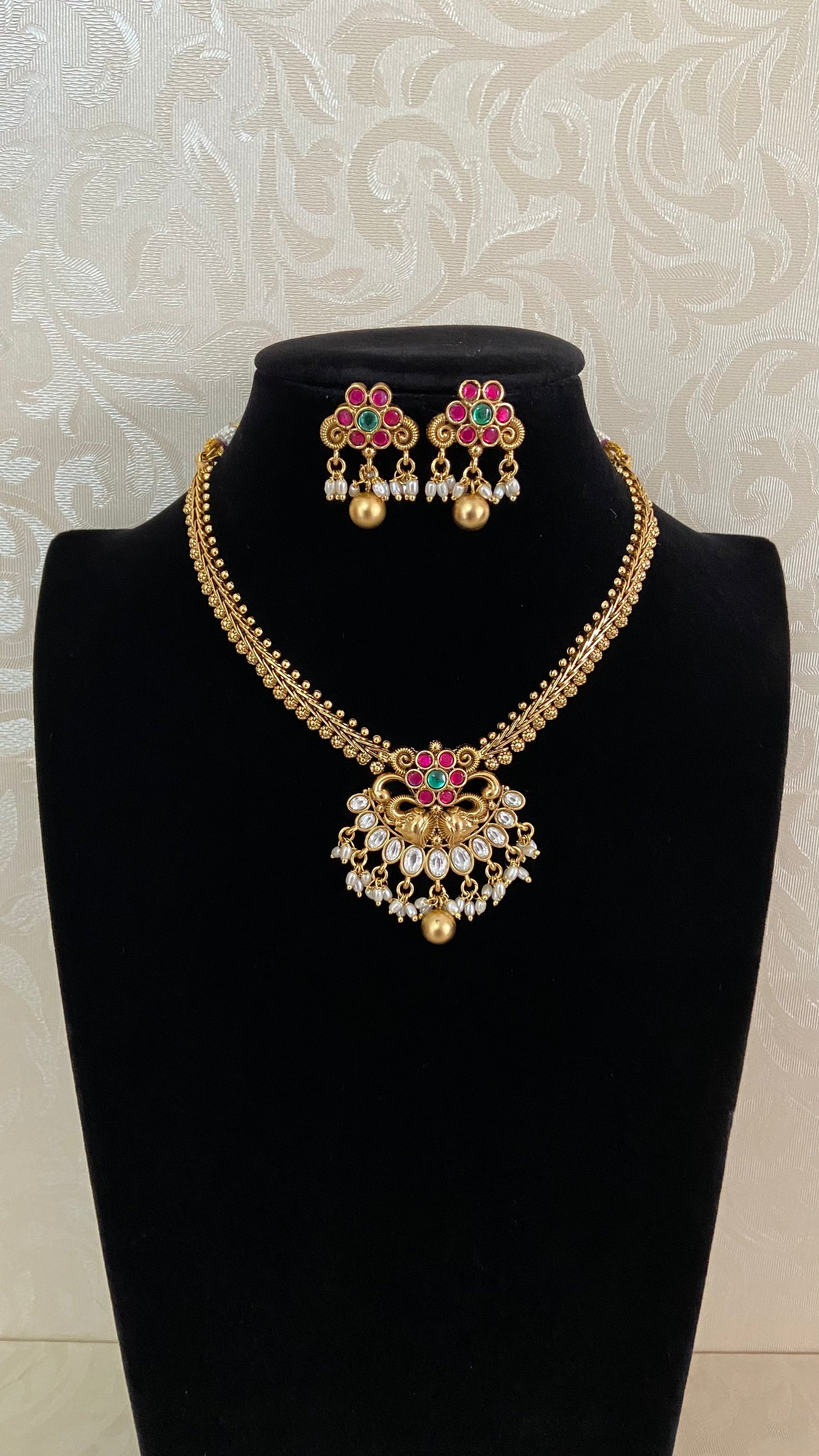 Kundan Pendant Antique Necklace Set | Traditional Indian Jewelry