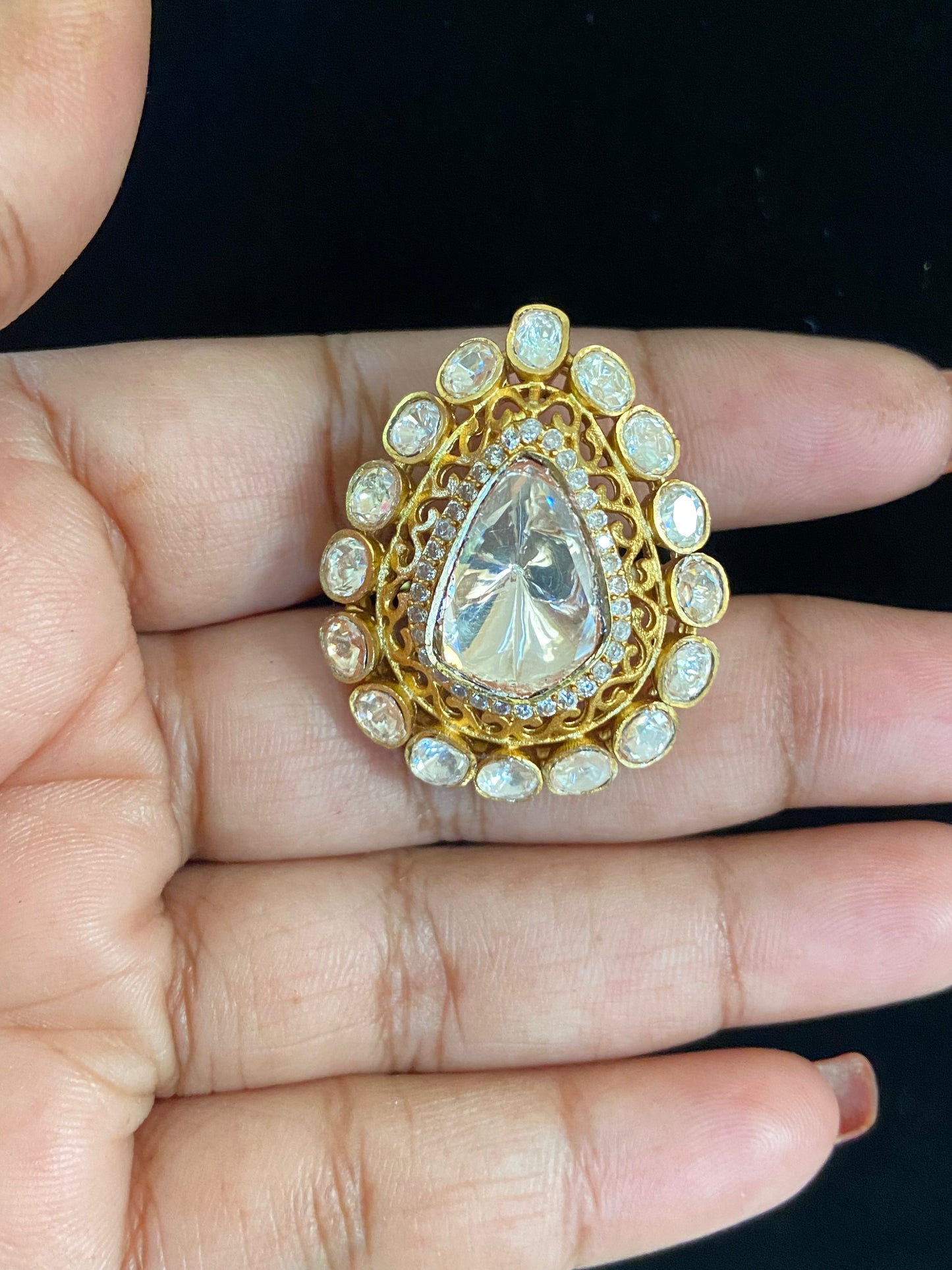 AD Polki Finger Ring | Indian Fingers Ring