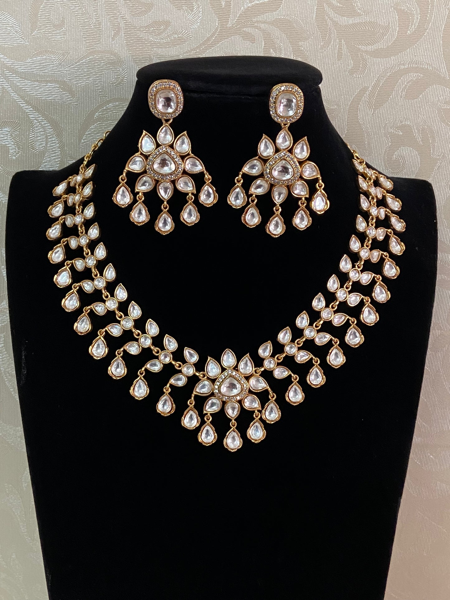 Moissanite Polki Kundan Necklace With Earrings | Indian Jewelry in USA