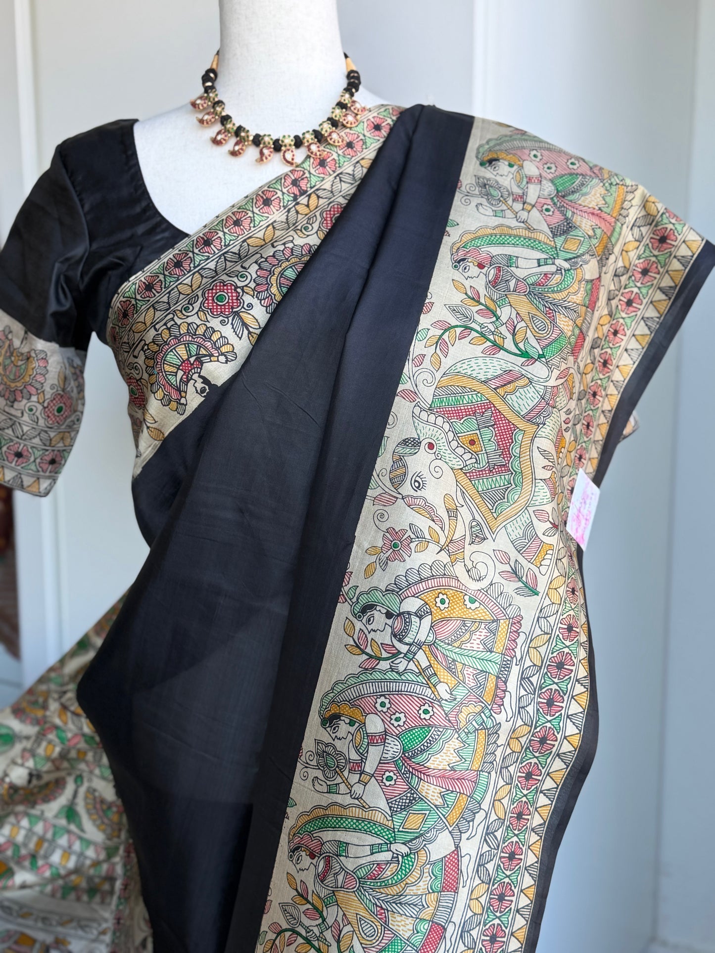 Madhubani Printed Pure Silk Saree | Indian Sarees in USA | Light weight saree
