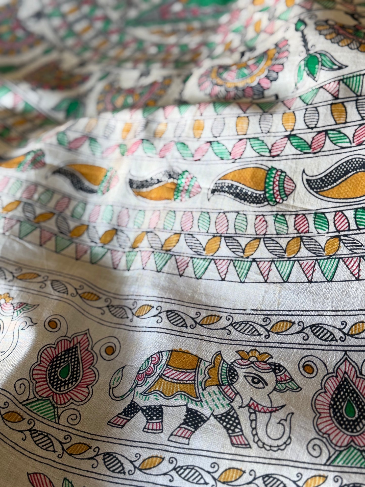 Madhubani Printed Pure Silk Saree | Indian Sarees in USA | Light weight saree
