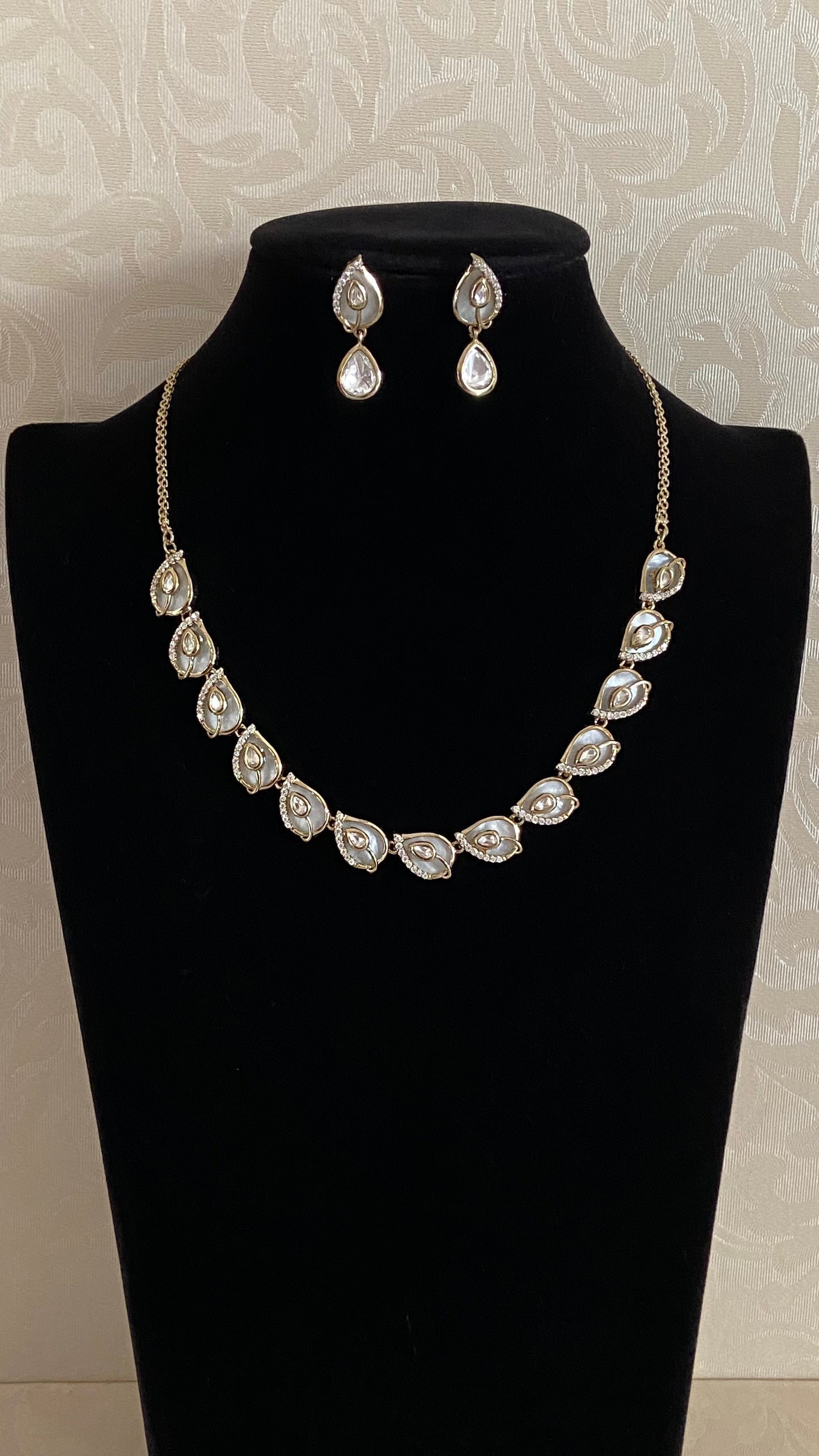 AD & Mother Pearl Necklace Set | Latest Indian Jewelry
