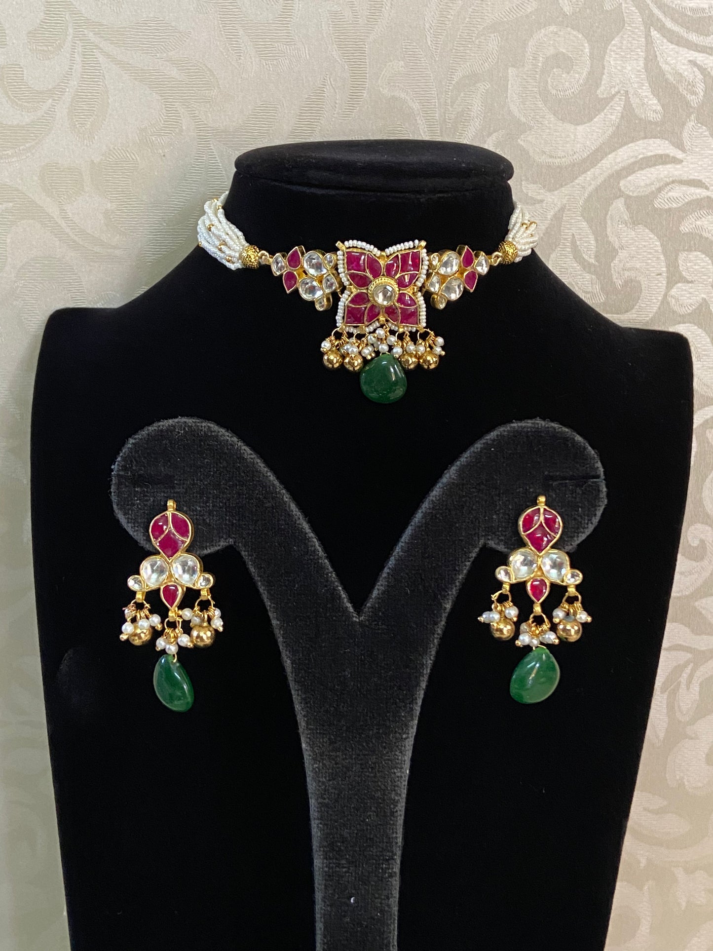 Ahamadabadi Kundan Choker Set | Handmade jewelry | Indian jewelry in USA