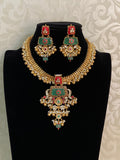 Ahamadabadi Semi Precious Kundan Necklace Set | Handmade Indian Jewellery