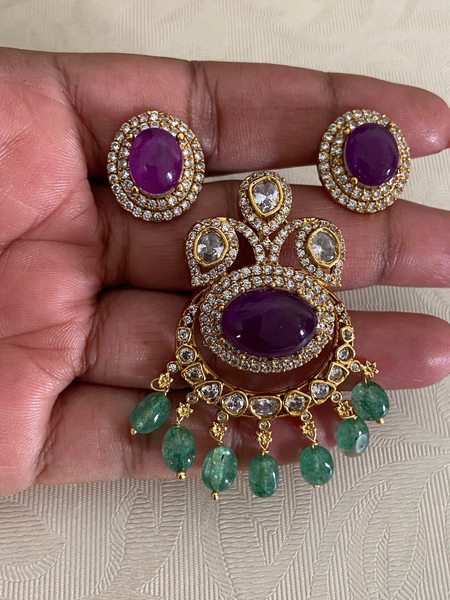 Premium AD Kundan Pendant Set |  latest Indian Jewelry
