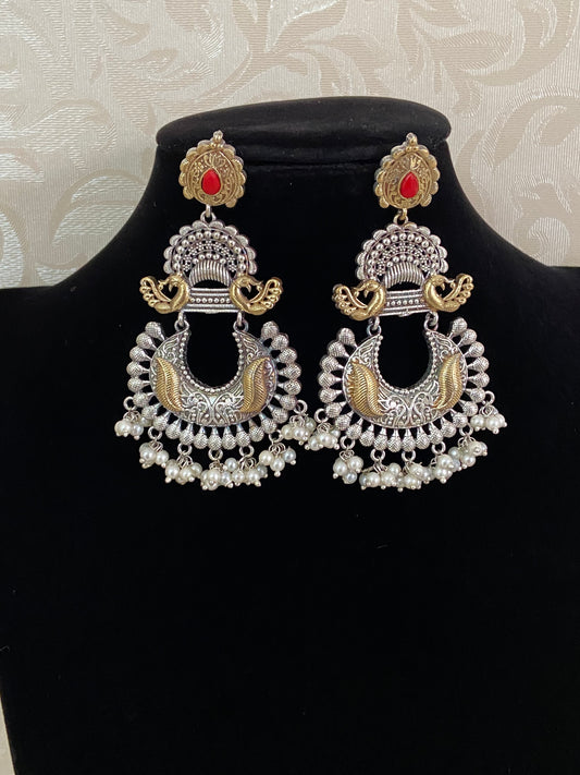 Oxidised 2 Tone Earrings | Indian Jewelry In USA