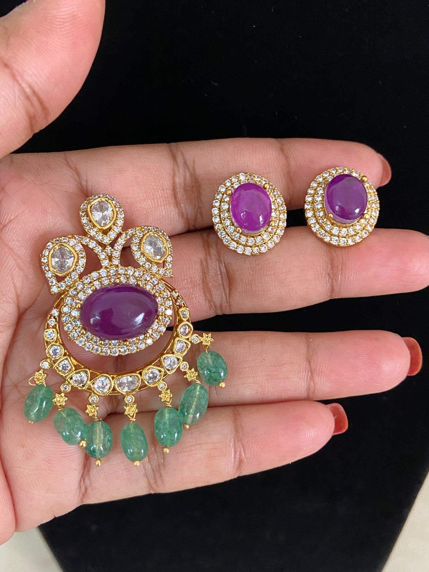 Premium AD Kundan Pendant Set |  latest Indian Jewelry