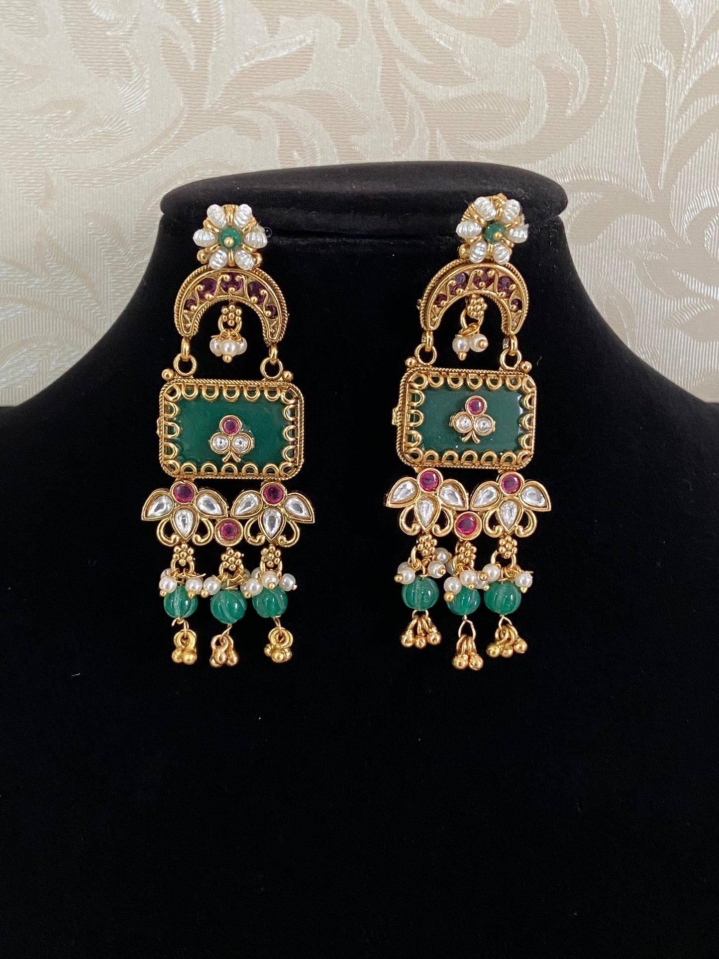 Premium Semi Precious Kundan Earrings| Fusion Kundan Earrings | Indian Jewelry