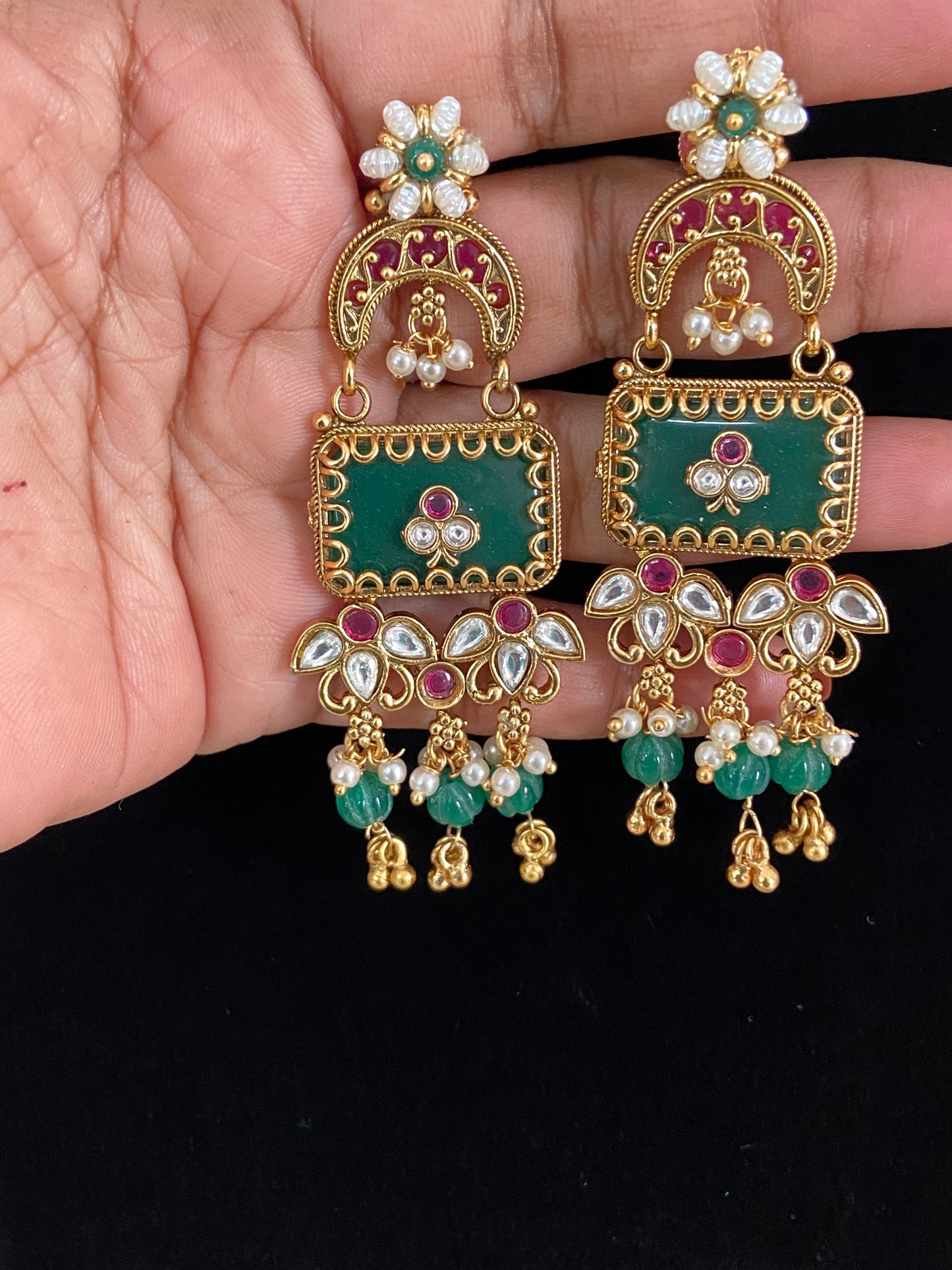 Premium Semi Precious Kundan Earrings| Fusion Kundan Earrings | Indian Jewelry