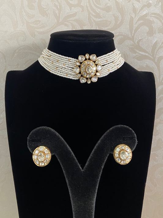 Polki Kundan Pendant Pearl Choker Set | Indian Jewelry In USA