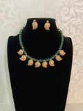 Antique Mango Pendants Green Beads Necklace | Beautiful Necklace Set