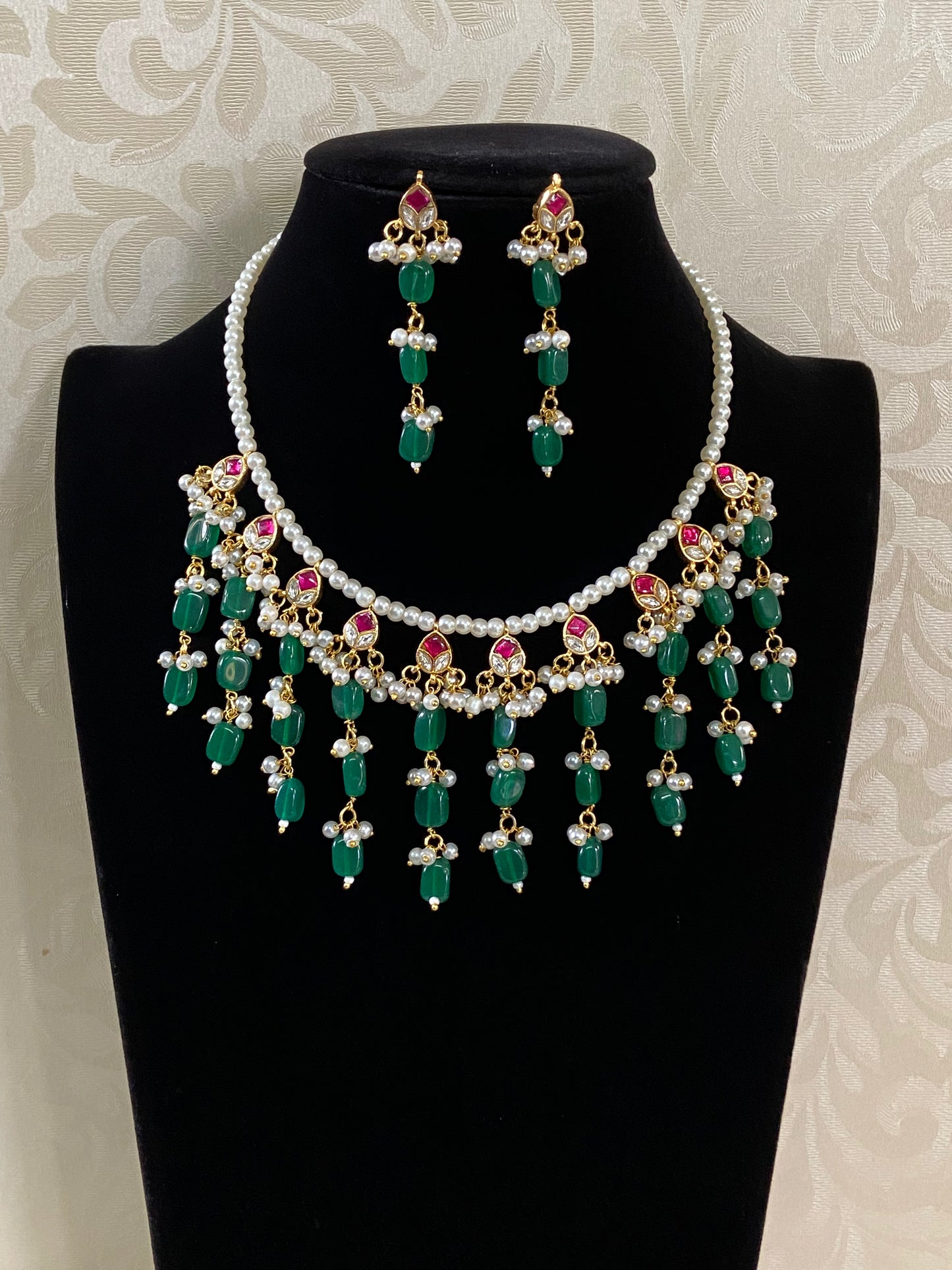 Kundan Beads & Pearls Necklace Set | Indian Necklace