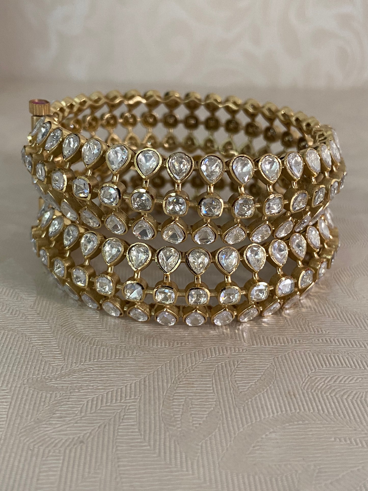 Premium Moissanite Polki Bridal Bangles |  Openable Indian Bangles