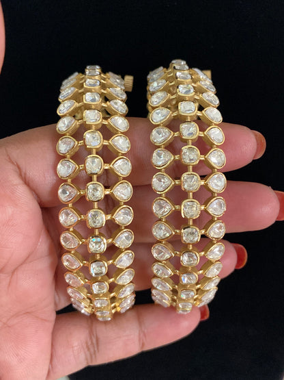 Premium Moissanite Polki Bridal Bangles |  Openable Indian Bangles