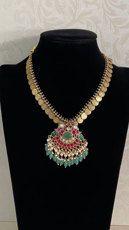 Kundan Pendant Kasula Necklace | Indian Traditional Jewlery In USA