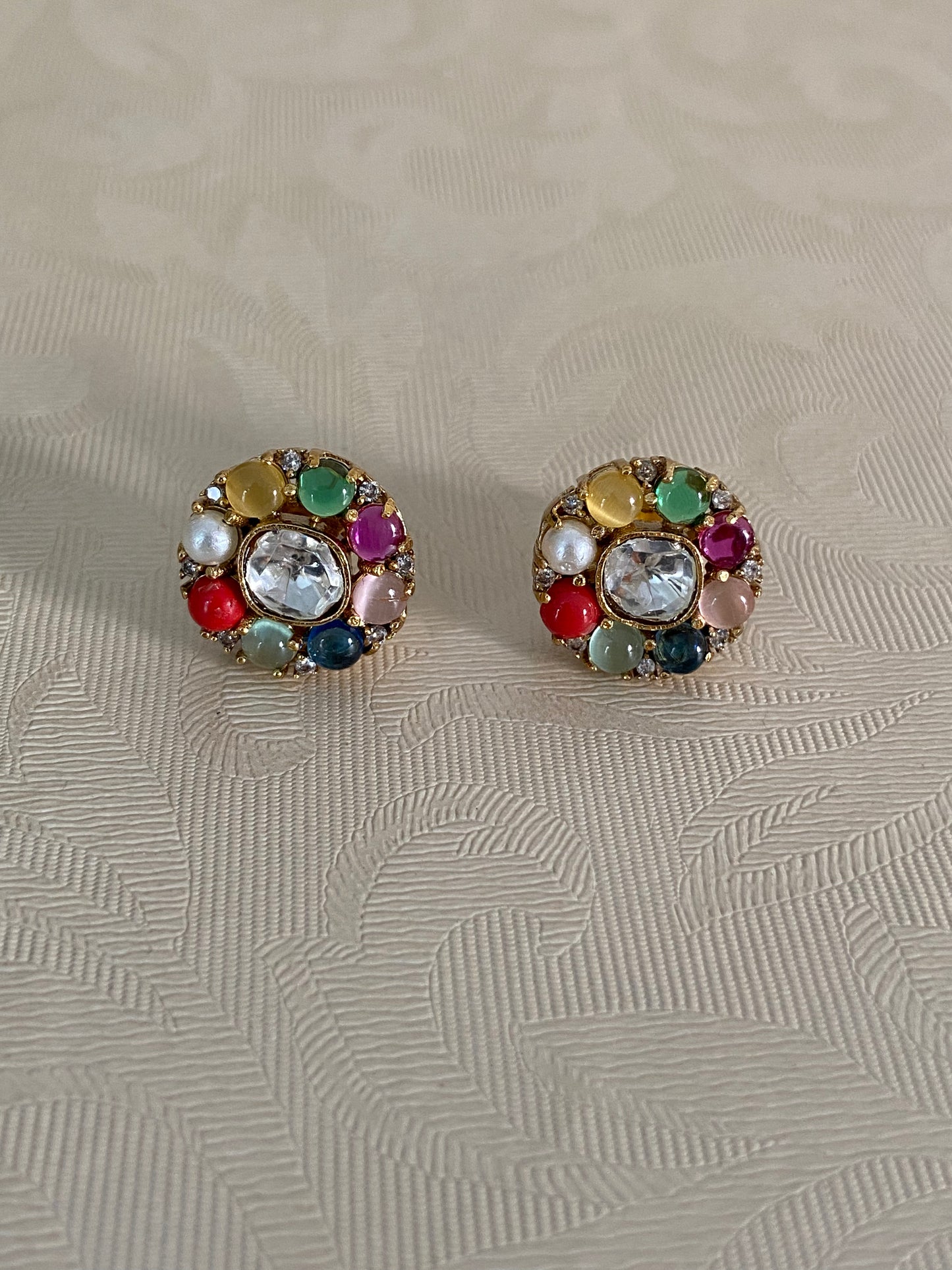 Navaratan Studs | Indian Traditional Earrings