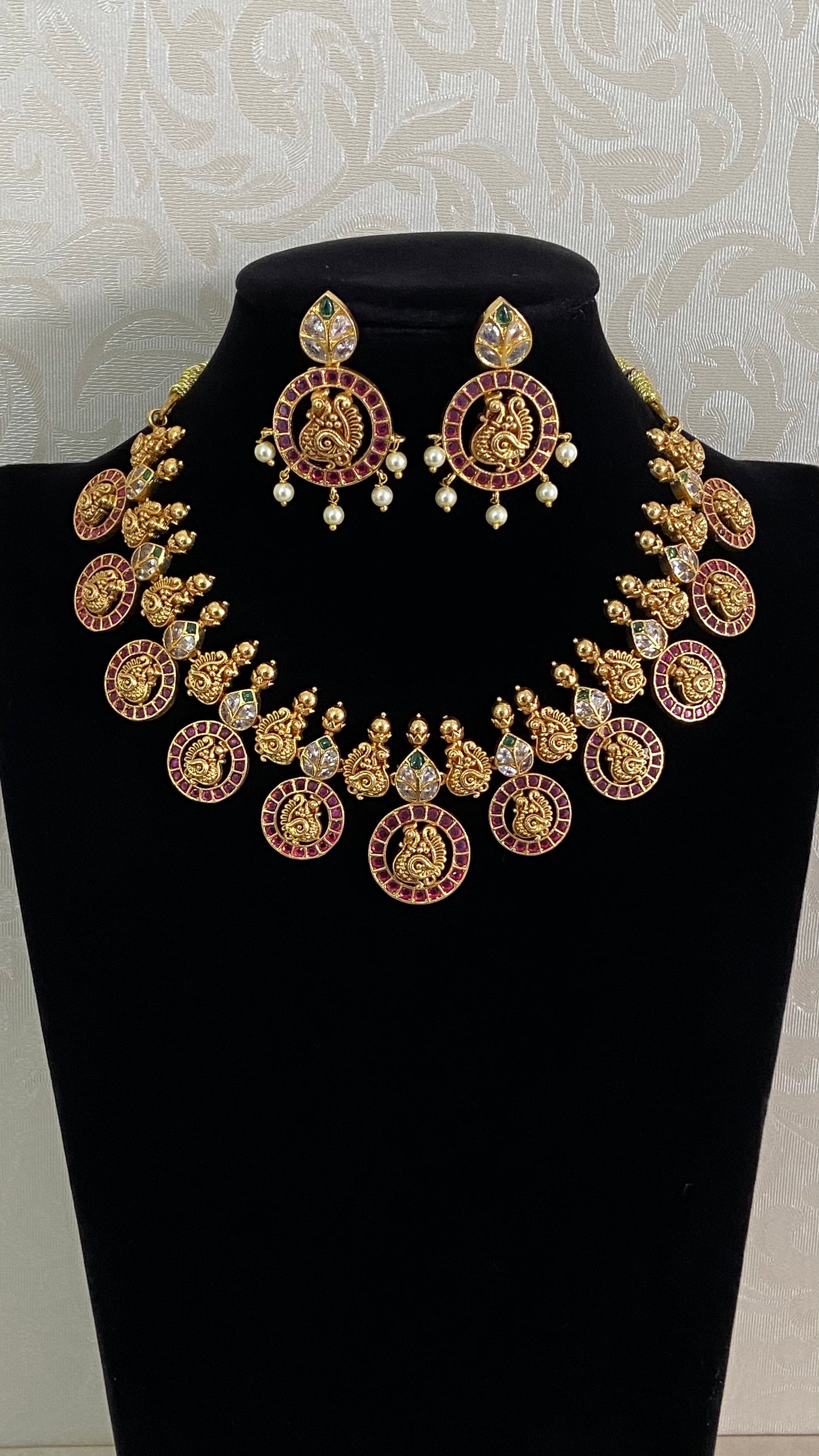 Kemp Bottu Mala Necklace Set | Traditional Indian Jewelry In USA