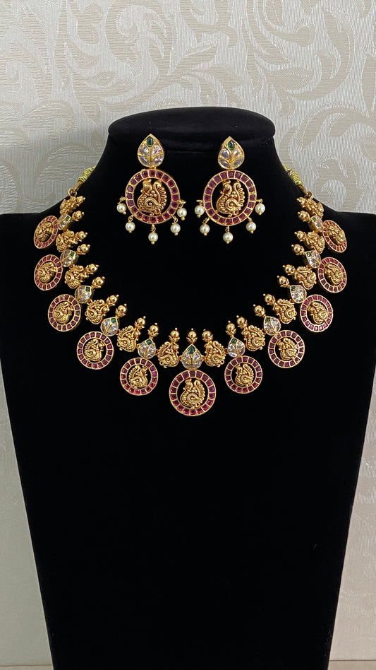 Kemp Bottu Mala Necklace Set | Traditional Indian Jewelry In USA