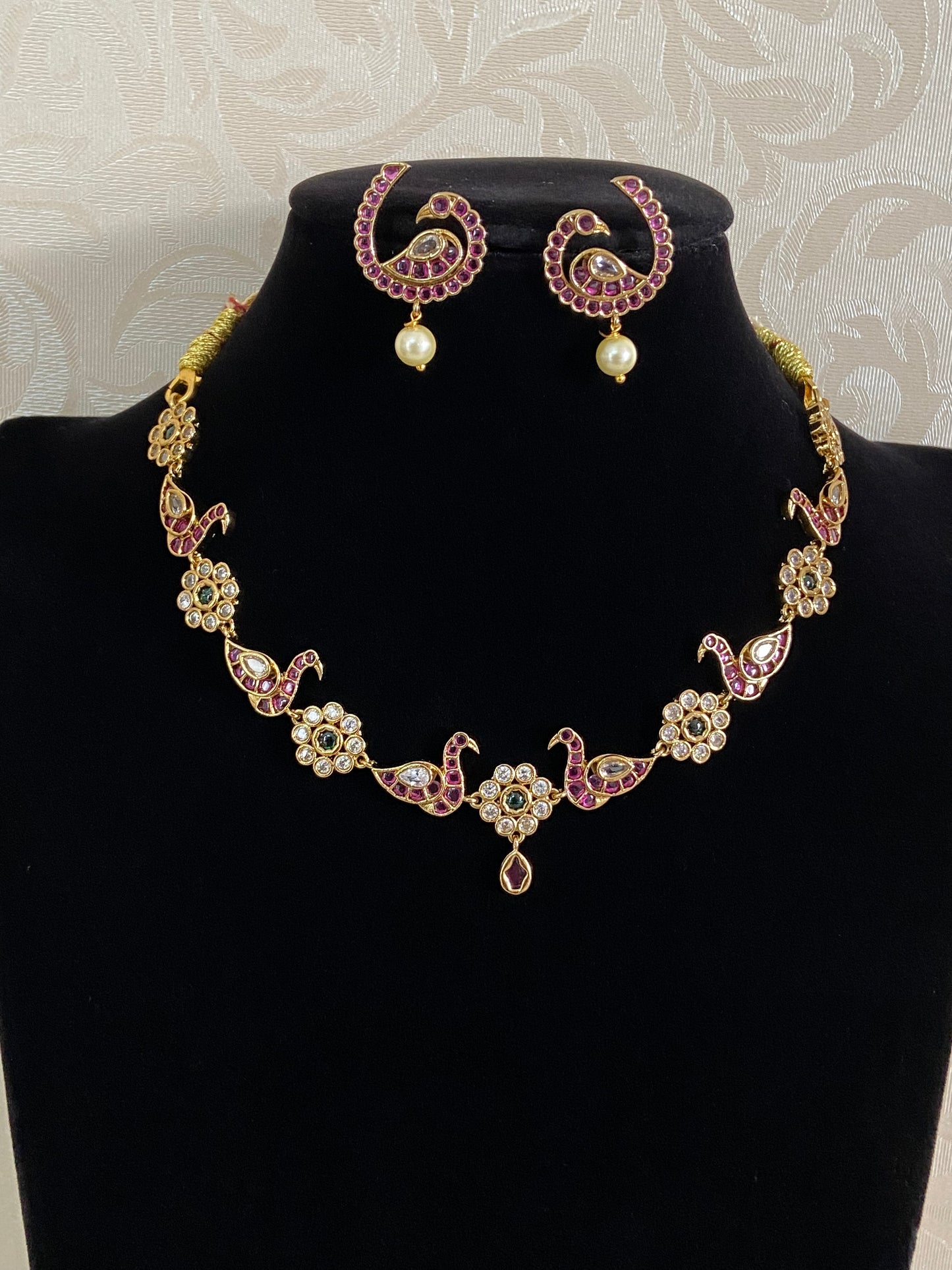 AD kemp Peacock Necklace Set | Latest Indian Jewelry In USA