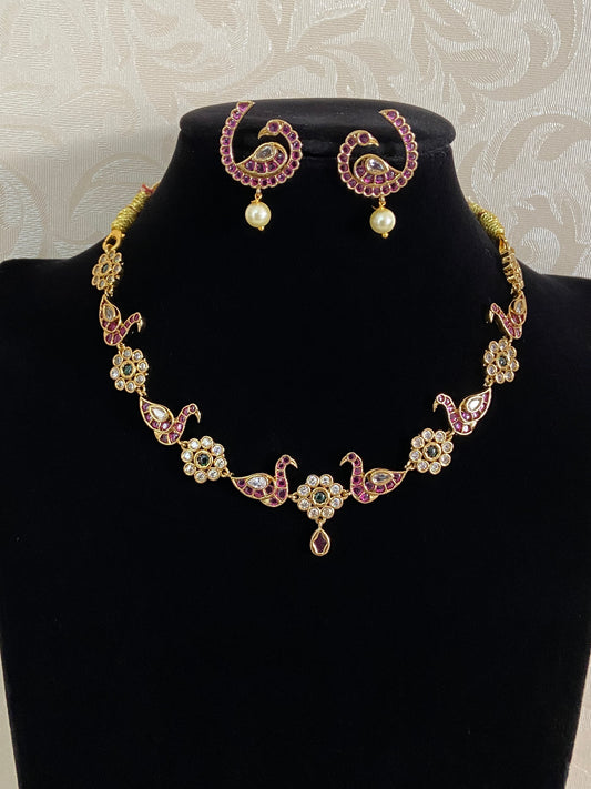 AD kemp Peacock Necklace Set | Latest Indian Jewelry In USA