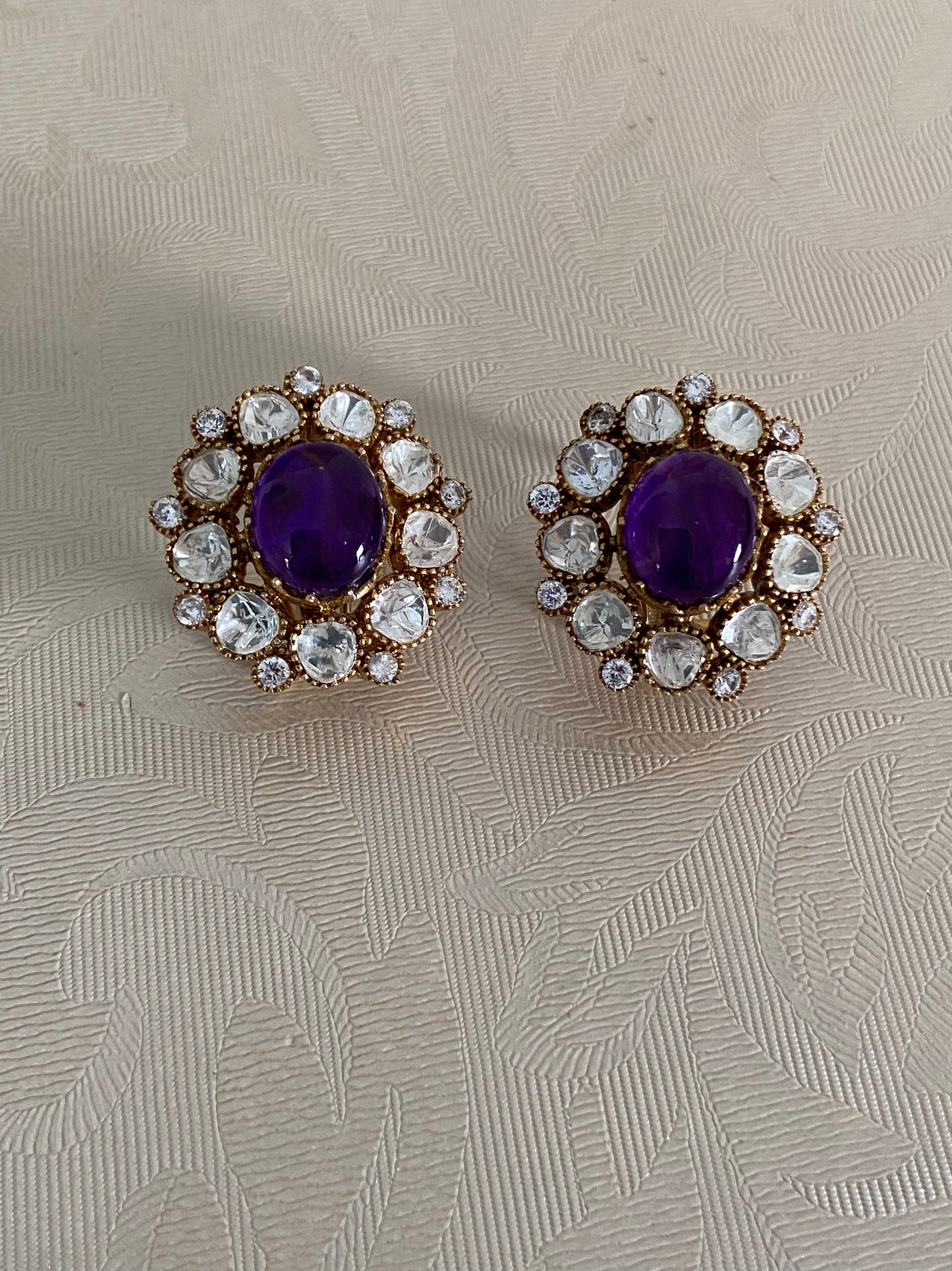 Moissanite Kundan Studs | Indian Earrings