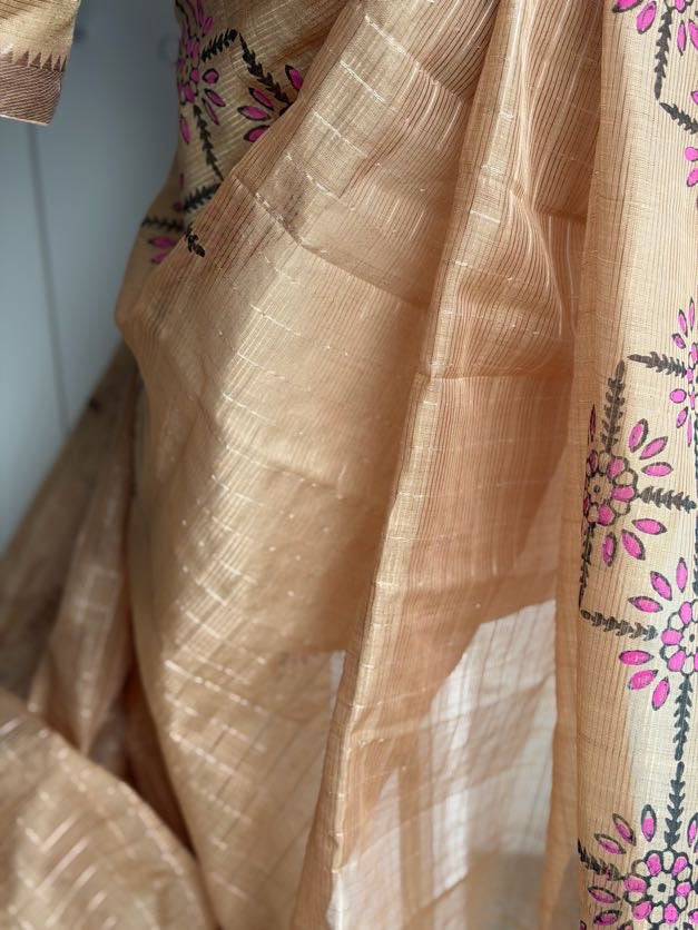 Printed Mangalagiri Handloom Saree | Light Weight Saree | Gift Idea