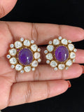 Moissanite Kundan Studs | Indian Earrings