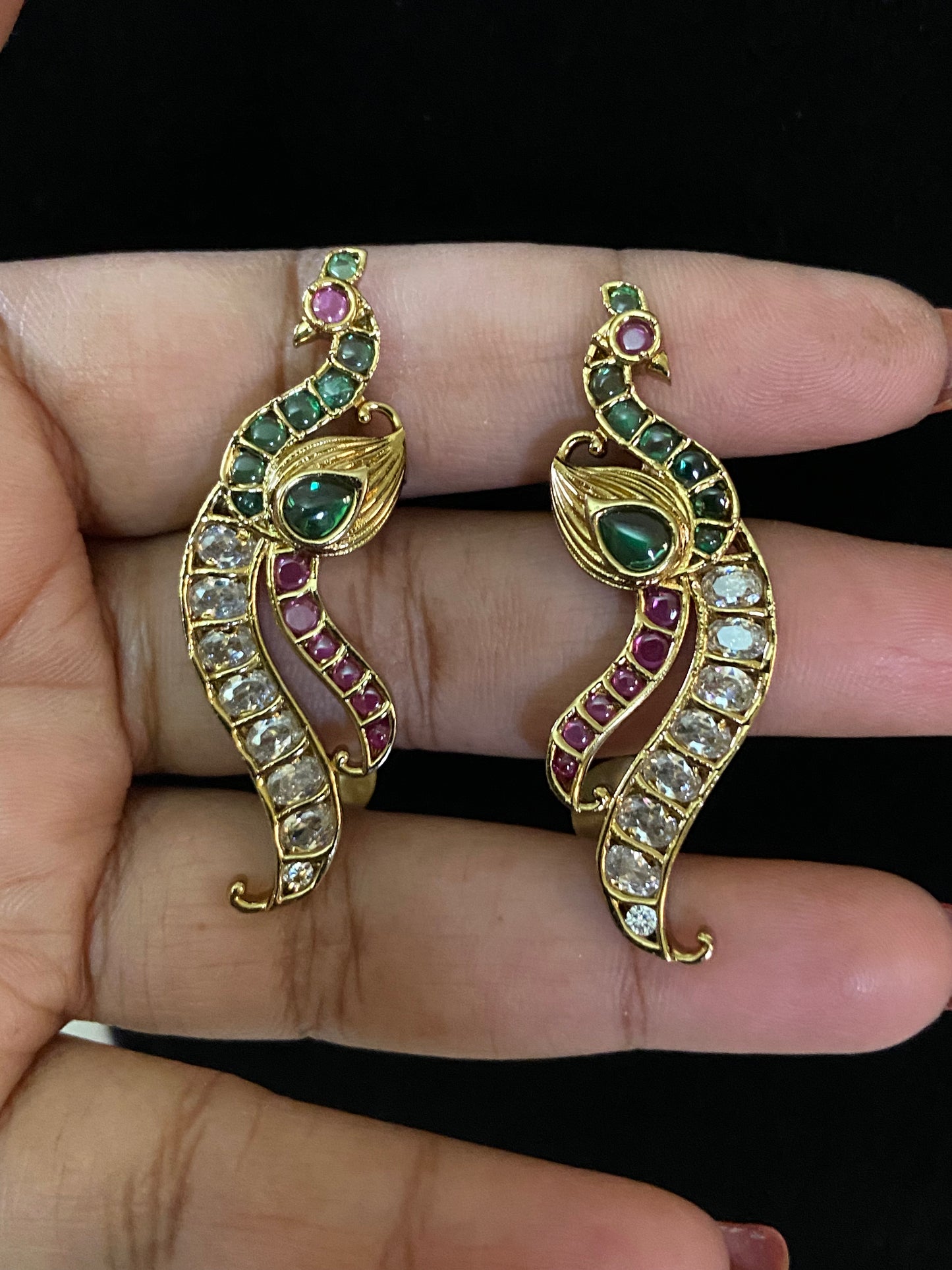 CZ Peacock Ear Cuffs | Indian Traditional Jewelry In USA