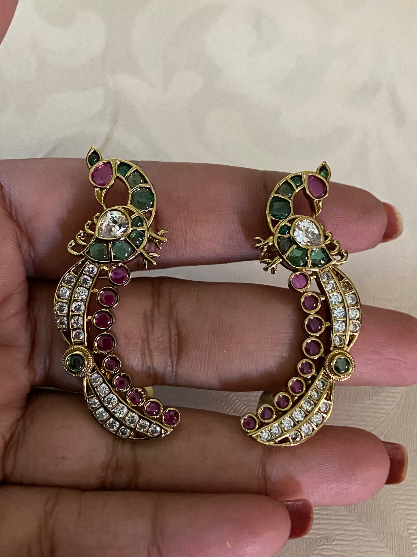 CZ Antique Peacock Ear Cuffs | Indian Traditional Jewelry In USA