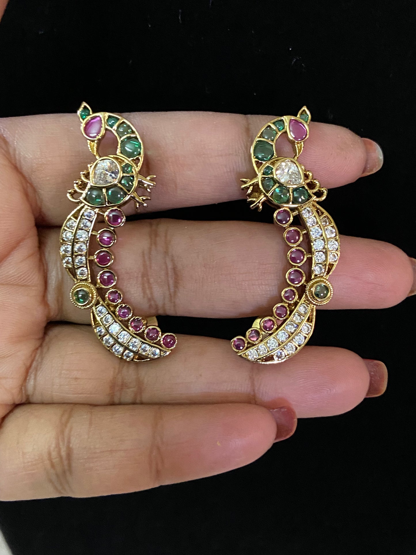 CZ Antique Peacock Ear Cuffs | Indian Traditional Jewelry In USA