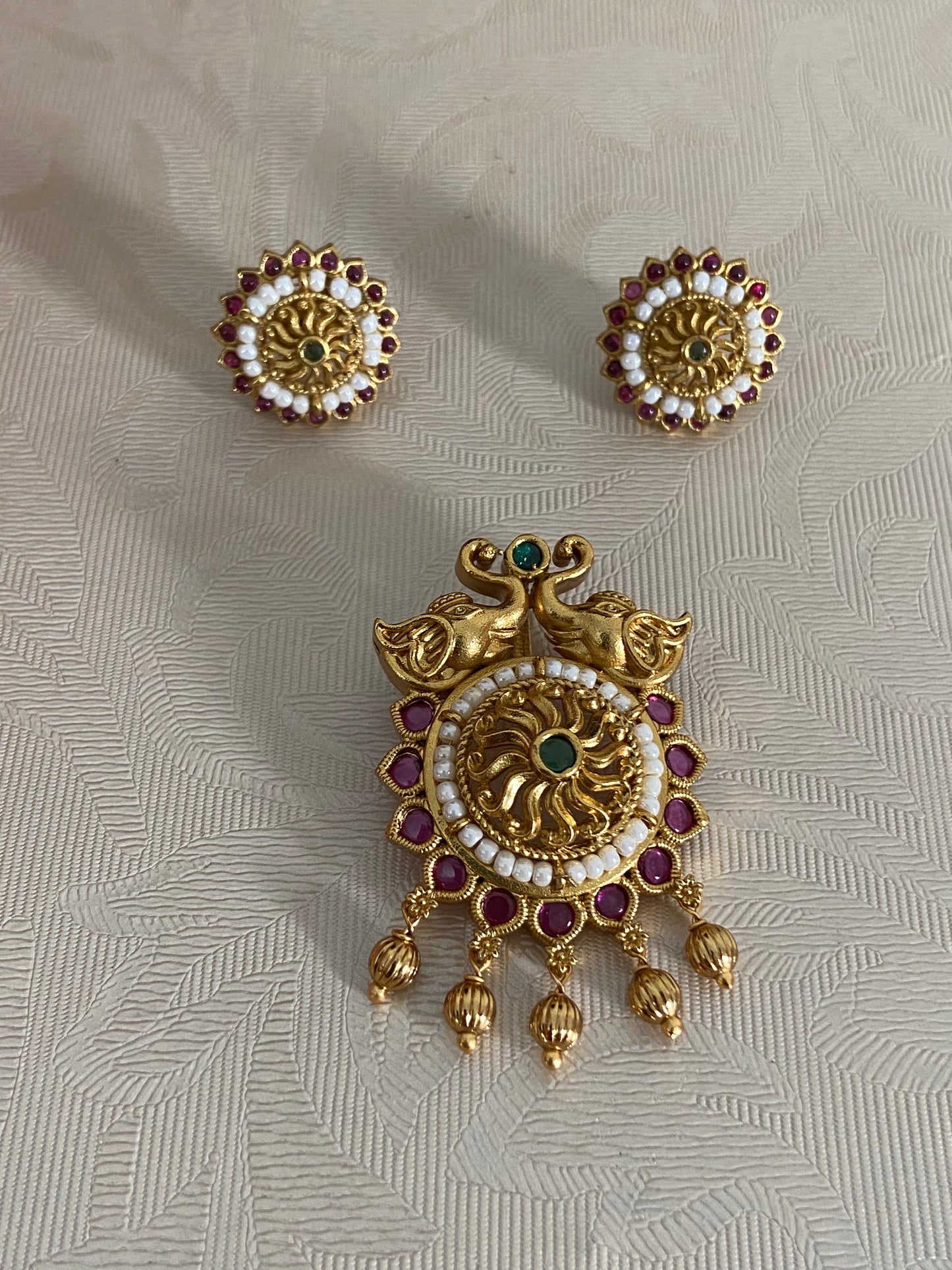 Antique Kempu Pendant Set | Indian Jewelry In USA