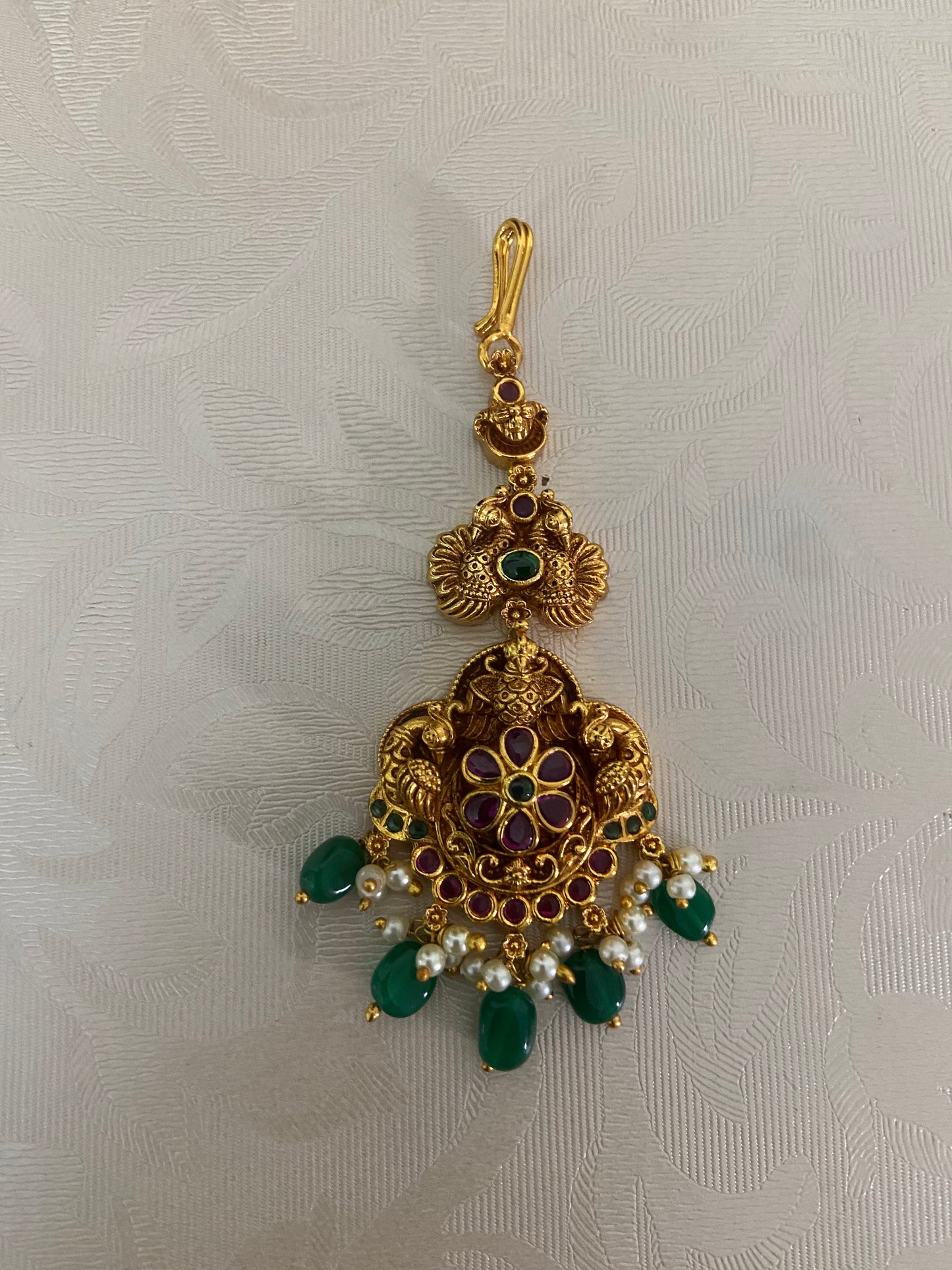 Antique Kemp Maang Tikka | South Indian Jewelry In USA