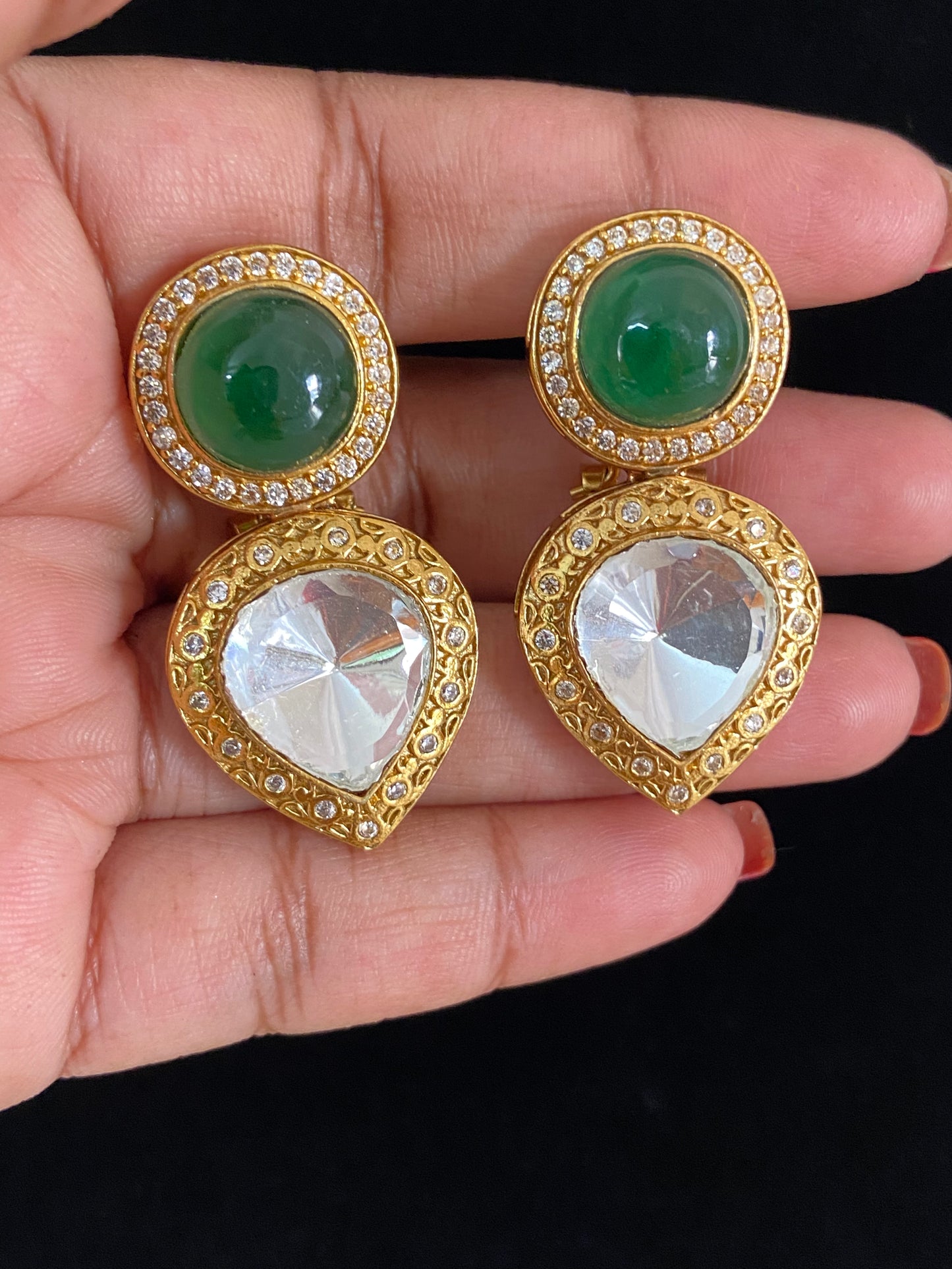 Premium Moissanite Kundan Earrings | Indian Earrings