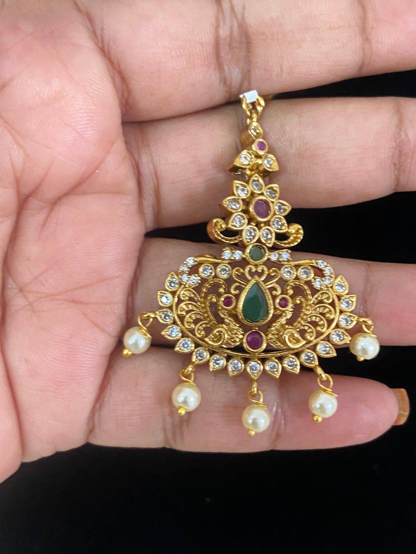 Antique AD Maang Tikka | South Indian Jewelry In USA
